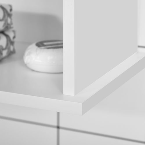 Armoire Murale De Salle De Bain 2 Portes Étagère Niche Blanc