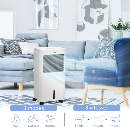Ventilateur Rafraichisseur Humidificateur 3 En 1 Télécommande Blanc Noir