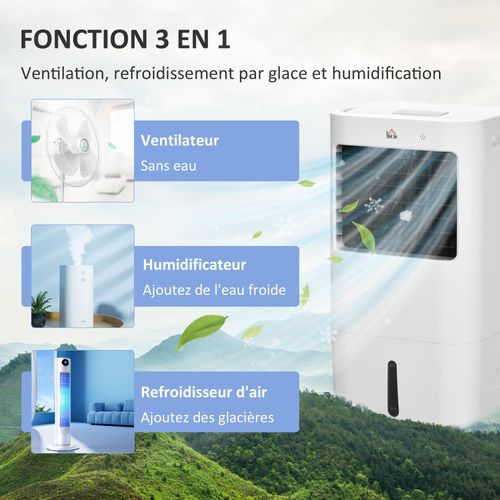 Ventilateur Rafraichisseur Humidificateur 3 En 1 Télécommande Blanc Noir
