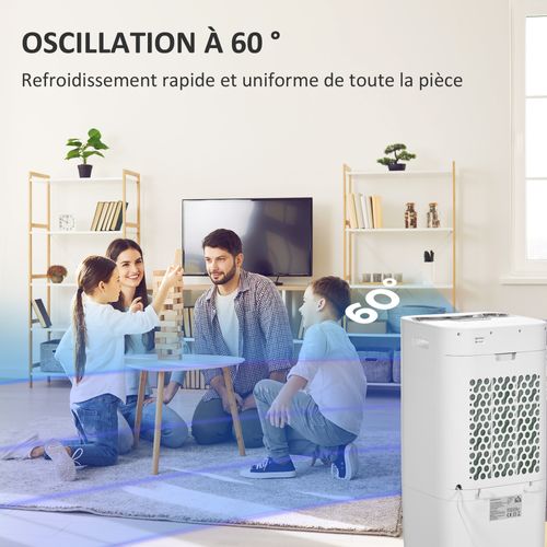 Ventilateur Rafraichisseur Humidificateur 3 En 1 Télécommande Blanc Noir