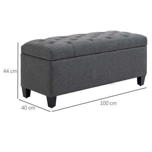 Banquette Coffre De Rangement Style Chesterfield Bois Noir Tissu