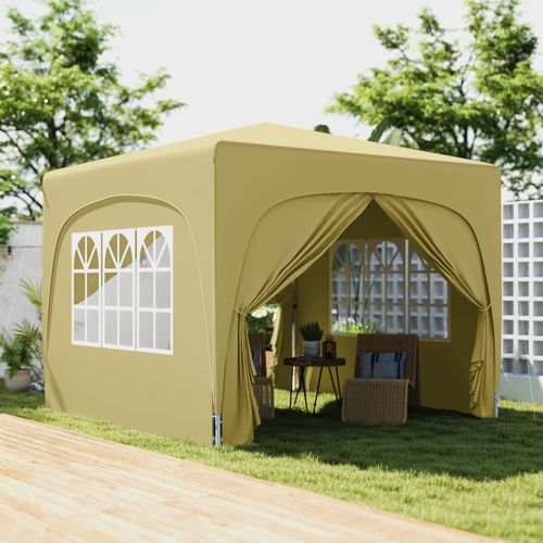 Tonnelle Barnum Pop Up Automatique 3x3m Hauteur Réglable Sable