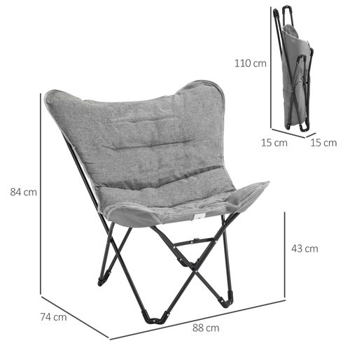 Fauteuil Papillon - Chaise De Camping Pliable - Gris