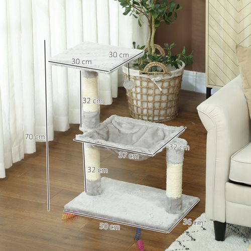 Arbre à Chat 3 Griffoirs, Plateforme, Hamac Et Boule Suspendue