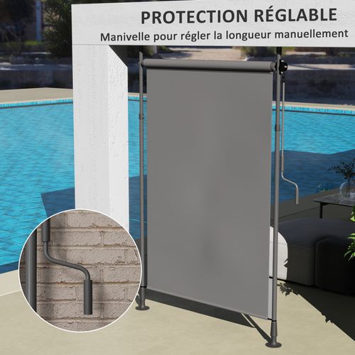 Store Extérieur Sur Pied Store Manuel Rétractable Enroulable Réglable Gris