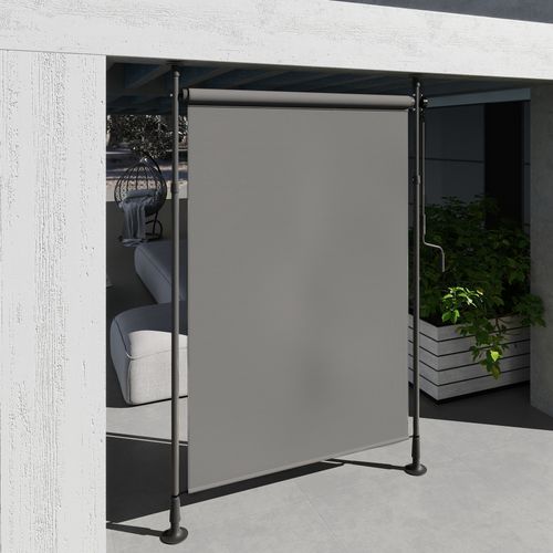 Store Extérieur Sur Pied Store Manuel Rétractable Enroulable Réglable Gris