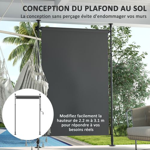 Store Extérieur Sur Pied Store Manuel Rétractable Enroulable Réglable Gris