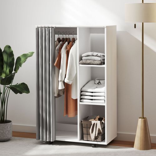 Armoire Penderie Sur Roulettes - Tringle, 3 Compartiments