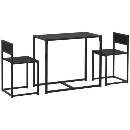 Ensemble Table Et Chaises 2 Personnes Métal Mdf Effet Bois Noir