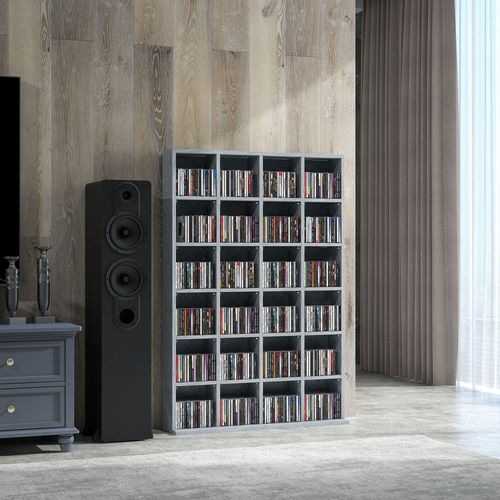 Étagère Rangement Cd/dvd 480 Cds 24 Compartiments Réglables En Hauteur