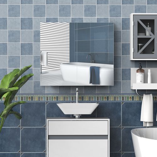 Armoire Miroir Murale De Salle De Bain 3 Étagères Blanc