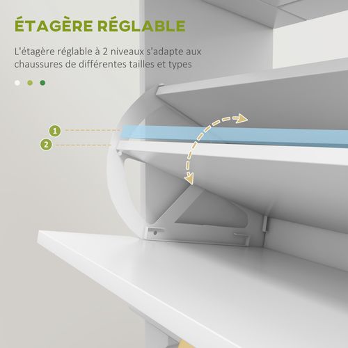 Meuble à Chaussures Design - Tiroir, 2 Portes Abattantes