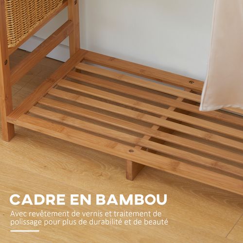 Vestiaire D'entrée En Bambou 2 Tringles 5 Étagères