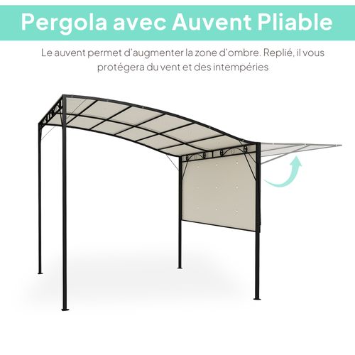 Pergola Tonnelle De Jardin Avec Auvent Réglable Métal Époxy Polyester