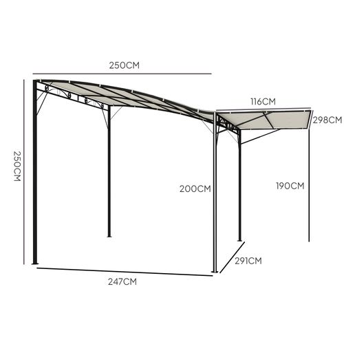 Pergola Tonnelle De Jardin Avec Auvent Réglable Métal Époxy Polyester