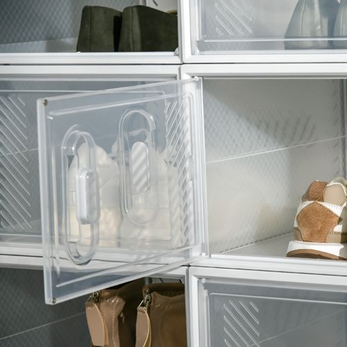 Étagère Cube Modulable - 18 Cubes - Meuble à Chaussures - Pp Blanc Transparent