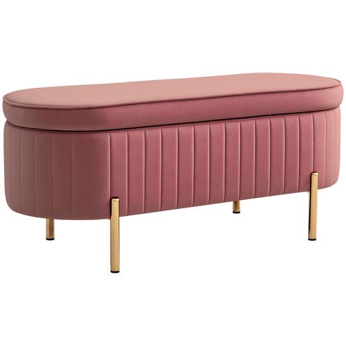 Banquette Coffre 2 En 1 Design Ovale Dim. 108x44x43cm Velours
