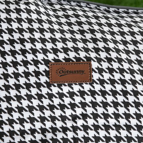 Lit De Camp Pliable Portable Design Motif Pied-de-poule Noir Blanc 68 x 190 cm