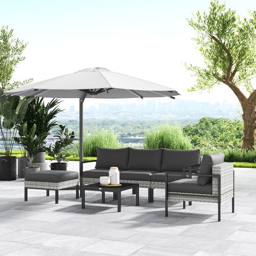 Ensemble Salon De Jardin 5 Places 4 Pièces Coussins Anthracite Résine Tressée 2 Fils Gris