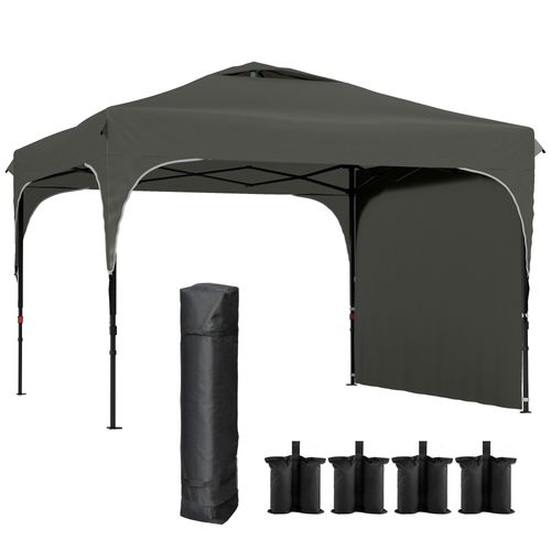 Tonnelle Pop-up Barnum Pliant 3 X 3 X 2,65 M Avec Sacs Acier Toile Gris