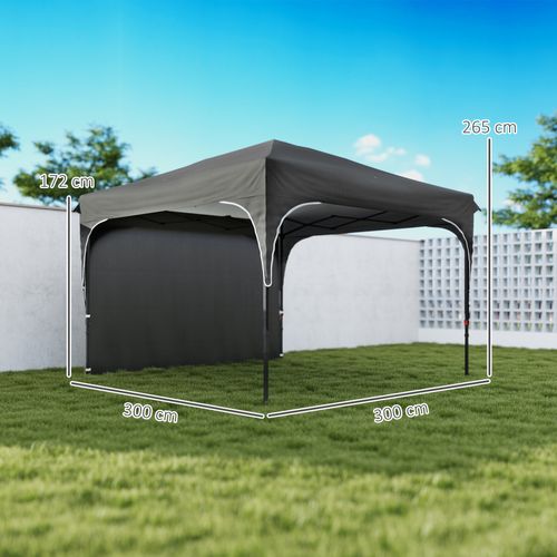 Tonnelle Pop-up Barnum Pliant 3 X 3 X 2,65 M Avec Sacs Acier Toile Gris