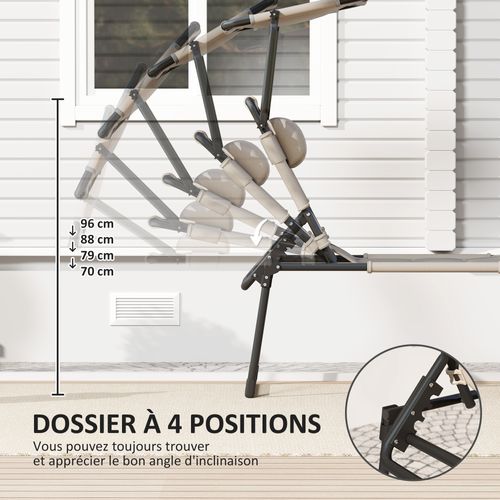 Lot De 2 Bains De Soleil Transats Pliables Réglables Avec Pare-soleil