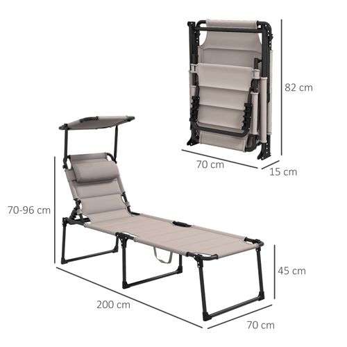 Lot De 2 Bains De Soleil Transats Pliables Réglables Avec Pare-soleil
