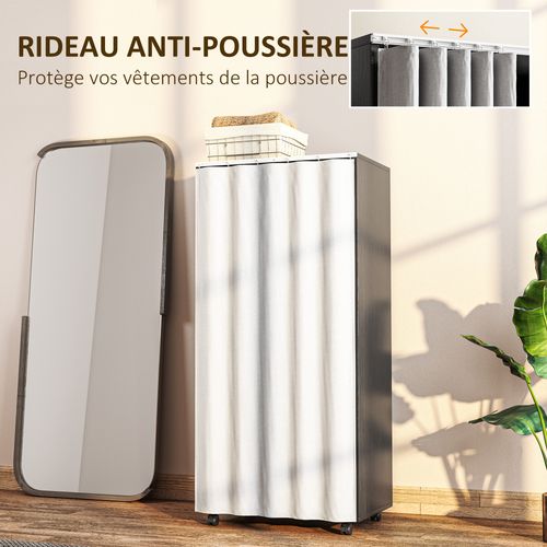 Armoire Penderie Sur Roulettes - Tringle, 2 Compartiments