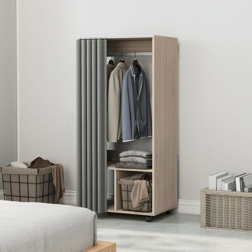 Armoire Penderie Sur Roulettes - Tringle, 2 Compartiments