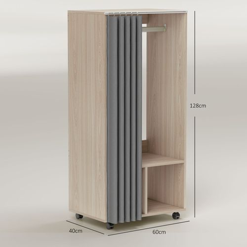 Armoire Penderie Sur Roulettes - Tringle, 2 Compartiments