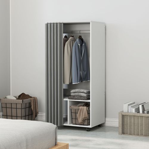 Armoire Penderie Sur Roulettes - Tringle, 2 Compartiments