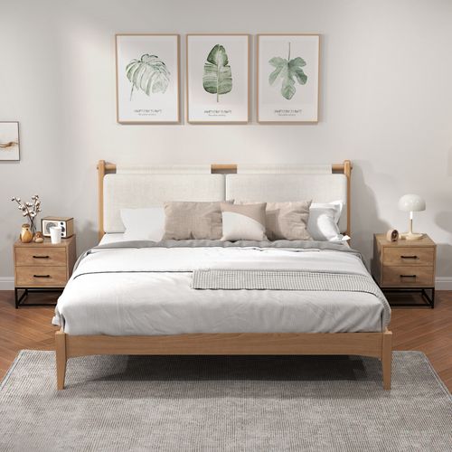 Lot De 2 Chevets Effet Bois Exotique 2 Tiroirs Métal Noir