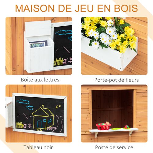 Maisonnette De Jeux Enfant Dim. 122 X 108 X 135 Cm Bois Pré-huilé