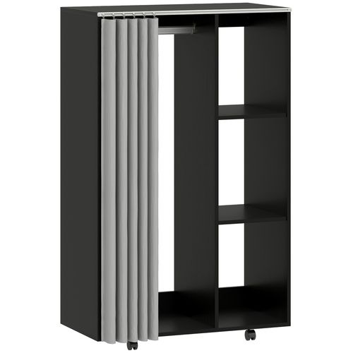 Armoire Penderie Sur Roulettes - Tringle, 3 Compartiments