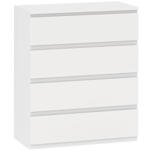 Commode 4 Tiroirs Coulissants Dim. 80l X 39l X 95h Cm Panneau Particules Blanc