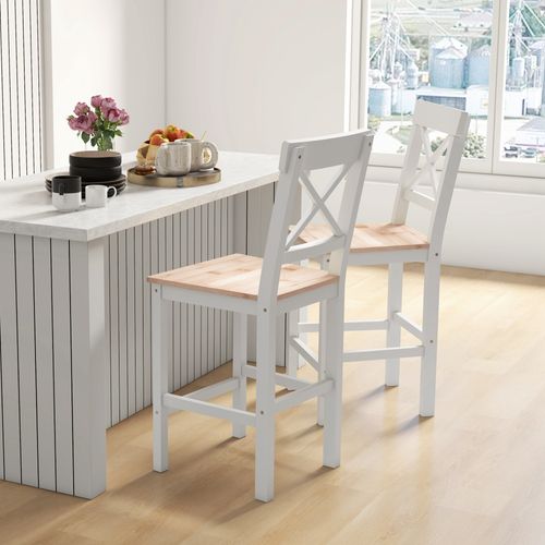 Lot De 2 Chaises Hautes Chaises De Bar Style Campagne Chic Bois Pin