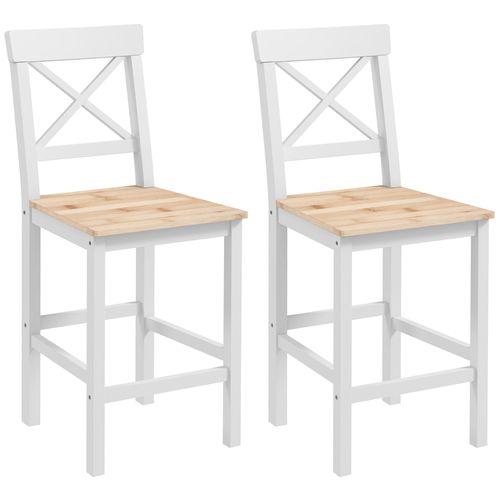 Lot De 2 Chaises Hautes Chaises De Bar Style Campagne Chic Bois Pin