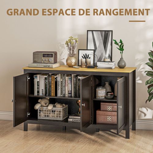 Buffet Bas Style Classique Chic - 3 Portes - Aspect Bois