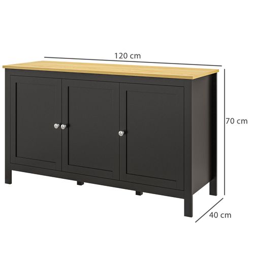 Buffet Bas Style Classique Chic - 3 Portes - Aspect Bois