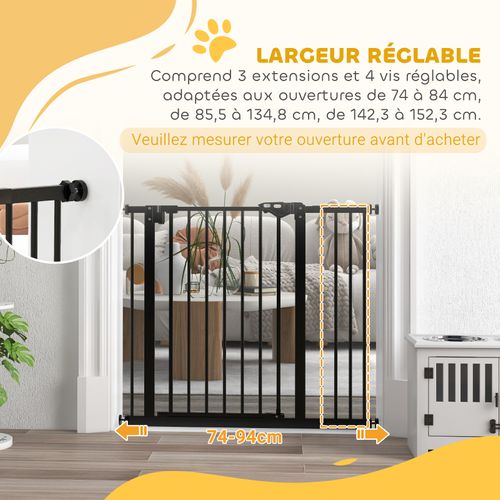 Barrière De Sécurité Chien Porte - L.94 Cm Max. - Sans Perçage