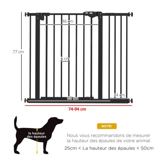 Barrière De Sécurité Chien Porte - L.94 Cm Max. - Sans Perçage