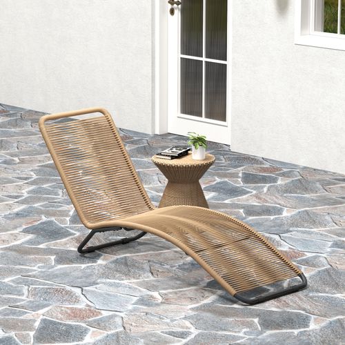 Bain De Soleil Style Colonial Acier Noir Résine Filaire Beige