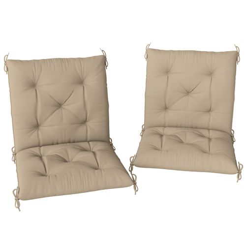 Lot De 2 Coussins Matelas Assise Dossier 2 En 1 Pour Chaise Beige