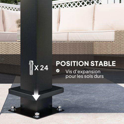 Pergola Lames Orientables Dim. 5,95 X 3 X 2,25 M Alu. Acier Époxy Anthracite