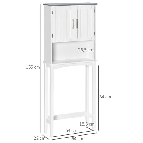 Meuble Wc Dessus Toilettes 2 Portes Étagère Niche Blanc Gris