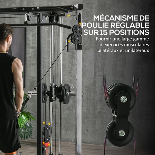 Station De Musculation Multifonction Acier Gris Noir