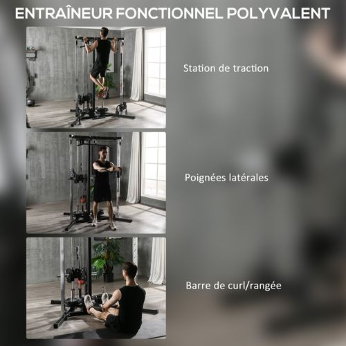 Station De Musculation Multifonction Acier Gris Noir