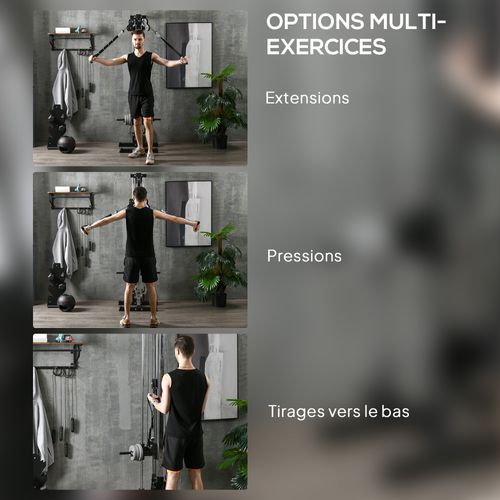 Station De Musculation Montage Mural Multifonction Acier Gris Noir