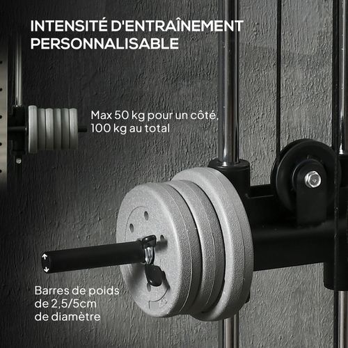 Station De Musculation Montage Mural Multifonction Acier Gris Noir