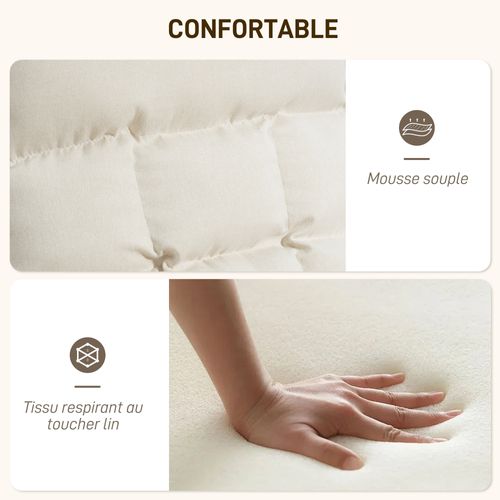 Fauteuil à Bascule Style Nordique Ajustable Tissu Blanc Cassé Bois Clair Cintré